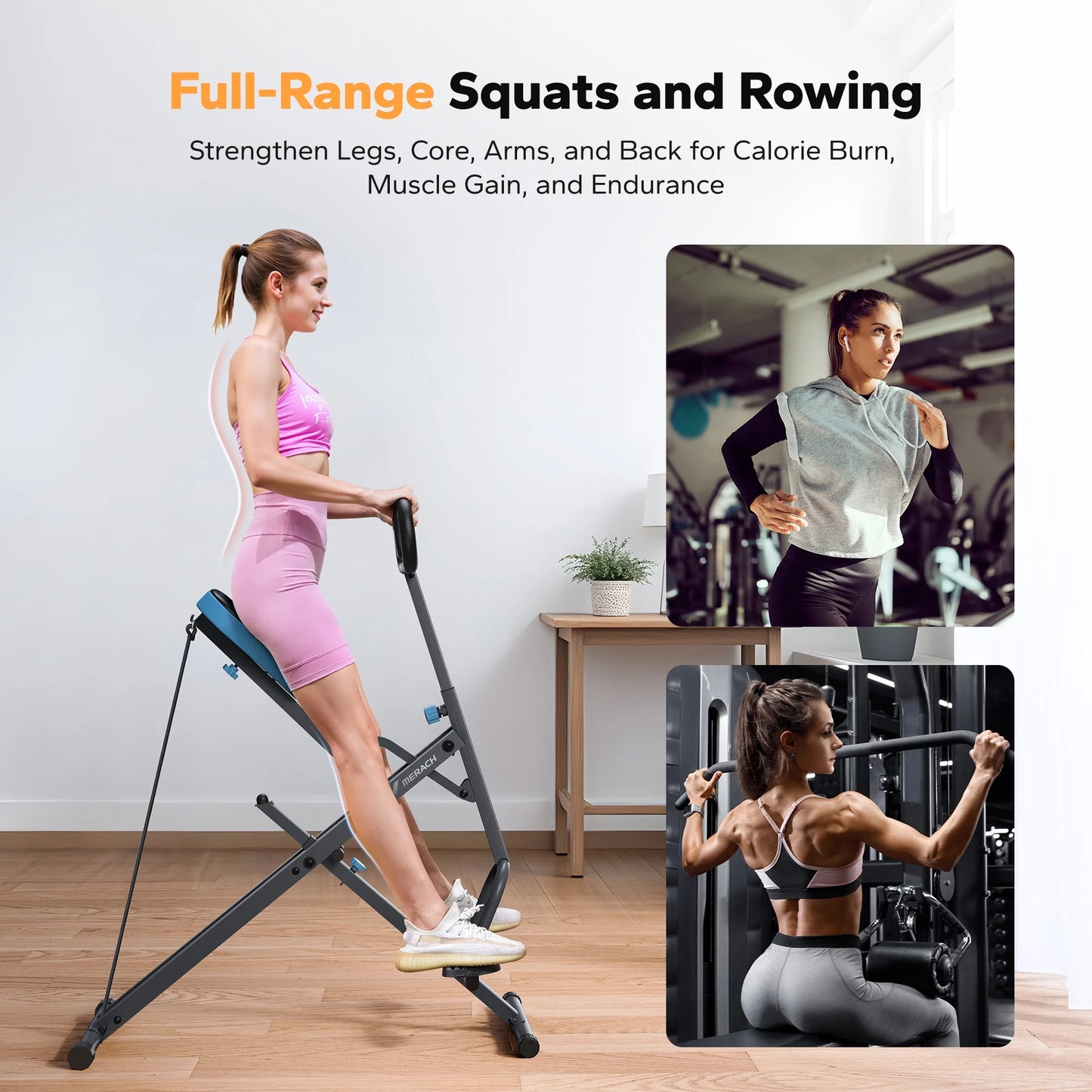 Compact Weight Support Squat Machine - 2-In-1 Glutes & Leg Exercise Trainer for Home Gym, 350 Lbs Capacity